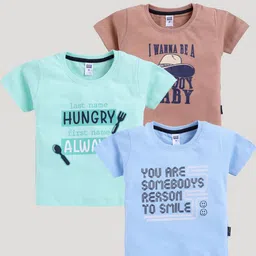Nottie Planet Boys Pack Of 3 Typography Printed Cotton T-shirt-image-6