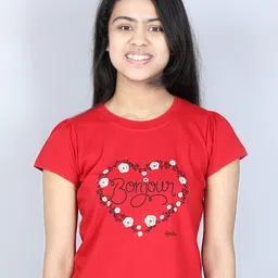 StyleStone Girls Red Printed T-shirt-image-59