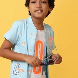 V-Mart Boys Varsity Printed Zip Closure T-shirt-picture-24