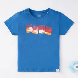 Ed-a-Mamma Boys Blue Printed Applique T-shirt-image-23