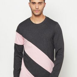 GLITO Men Pink Colourblocked Applique T-shirt-image-26
