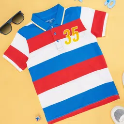 Pantaloons Junior Boys Colourblocked Applique Polo Collar Cotton T-shirt-image-83