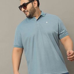 OGEN Men Solid Polo Collar Plus Size T-shirt-image-21