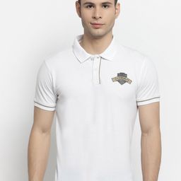 Club York Men White Polo Collar Cotton T-shirt-image-61