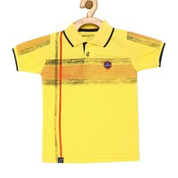 earth conscious Boys Yellow & Black Striped Cotton Polo Collar T-shirt-image-80