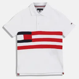 Tommy Hilfiger Boys Striped Polo Collar Cotton T-shirt-41