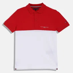 Tommy Hilfiger Boys Colourblocked Polo Collar Cotton T-shirt-image-37