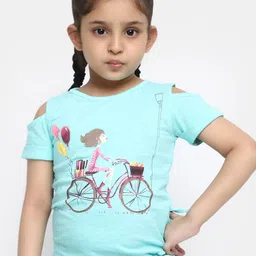 V-Mart Girls Graphic Printed Cotton T-shirt-picture-9