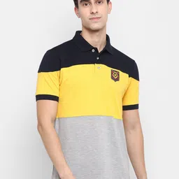 OFF LIMITS Men Grey & Yellow Colourblocked Polo Collar T-shirt-picture-11