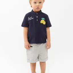 One Friday Boys Polo Collar Typography Printed T-shirt-37