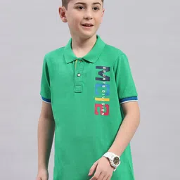 Monte Carlo Boys Typography Printed Polo Collar Cotton Casual T-shirt-image-95