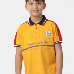 KATE & OSCAR Boys Typography Printed Polo Collar Cotton T-shirt-picture-48