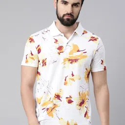 Kryptic Men Printed Polo Collar Pure Cotton T-shirt-image-5