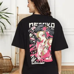 Fabflee Demon Slayer Printed Oversized Cotton T-shirt-image-47