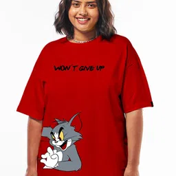 Bewakoof Plus Tom & Jerry Graphic Printed Drop-Shoulder Sleeves Oversized T-shirt-picture-25