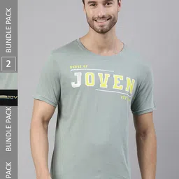 Joven Pack Of 2 Typography Printed Pure Cotton T-shirt-image-17