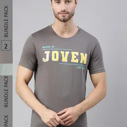 Joven Pack of 2 Printed Pure Cotton Round Neck T-Shirts-image-45