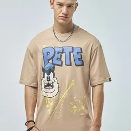 Bewakoof Printed Round Neck Short Drop Shoulder Sleeves Cotton Oversized T-shirt-image-99
