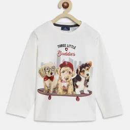 Chicco Boys Cream-Coloured Printed Pure Cotton T-shirt-16