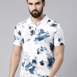Kryptic Men Printed Polo Collar Pure Cotton T-shirt-image-49