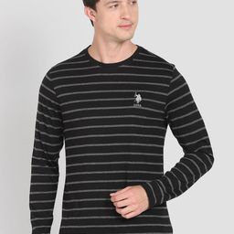 U.S. Polo Assn. Men Crew Neck Striped I689 Lounge Pure Cotton T-shirt-image-26