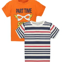 PLUM TREE Boys Pack Of 2 Striped Cotton T-shirt-image-92