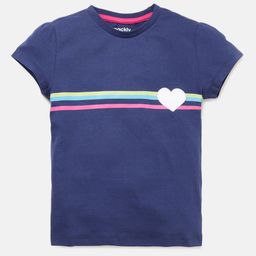mackly Girls Striped Puff Sleeves Pure Cotton T-shirt-image-75