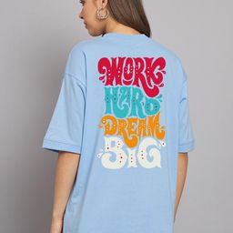 Imsa Moda Typography Printed Drop Shoulder Cotton Oversized Longline T-shirt-image-79