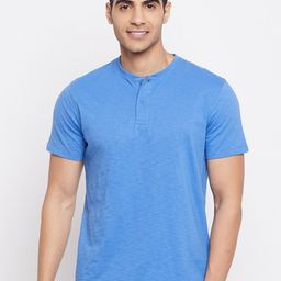 HARBOR N BAY Men Blue Henley Neck T-shirt-image-57