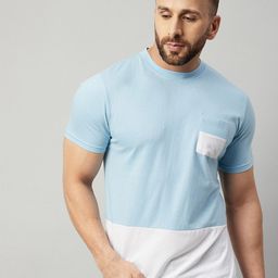 GRITSTONES Men Blue & White Color Blocked T-shirt-image-46