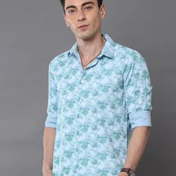 Bushirt Men Classic Floral Printed Casual Cotton Shirt-image-92