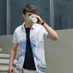 HIGHLANDER Men Blue Slim Fit Printed Cotton Casual Shirt-image-98