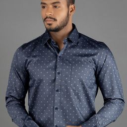 LOUIS STITCH Comfort Micro Ditsy Printed Semi Spread Collar Pure Cotton Formal Shirt-image-72