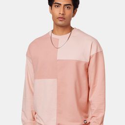 The Souled Store Men Pink Colourblocked Oversized Sweatshirt-image-63