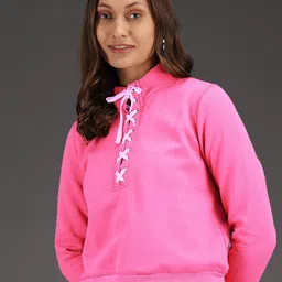 Kotty Round Neck Tie-Up Fleece Sweatshirt-image-36