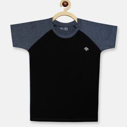 CHIMPRALA Girls Black Colorblocked Raglan Sleeves Sports T-shirt-image-99