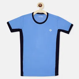 CHIMPRALA Girls Blue & Black Colourblocked Running T-shirt-image-81