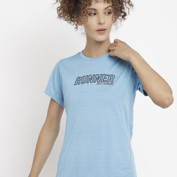 PERFKT-U Women Blue & Black Typography Printed T-shirt-image-9