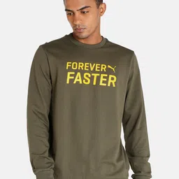 Puma Men Green Forever Faster Crew Cotton Sweatshirt-picture-17