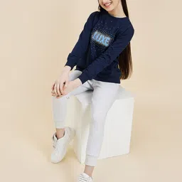 Sweet Dreams Girls Navy Blue Typography Print Sweatshirt-image-76