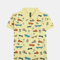V-Mart Boys Conversational Printed Polo Collar Cotton T-shirt-44