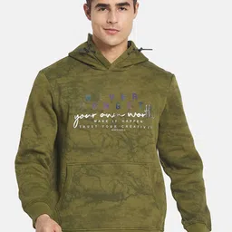 Monte Carlo Men Green Printed Typography Hooded Sweatshirt-image-17