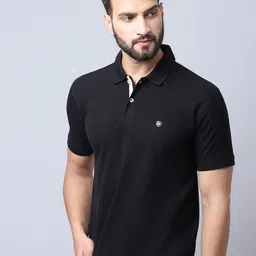 Cantabil Men Black Polo Collar T-shirt-image-85