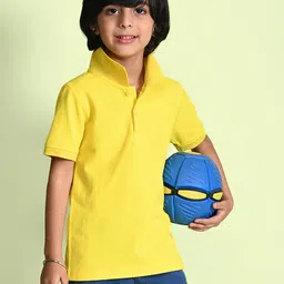 NUSYL Boys Yellow Polo Collar T-shirt-image-64