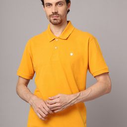 Cantabil Men Mustard Yellow Polo Collar T-shirt-image-77