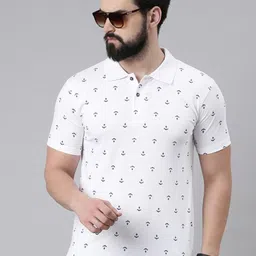 Kryptic Conversational Printed Polo Collar Pure Cotton T-Shirt-image-80