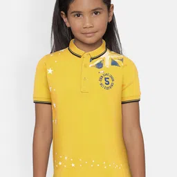 Monte Carlo Boys Yellow & White Printed Polo Collar T-shirt-image-28