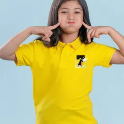 NUSYL Girls Typography Printed Polo Collar T-shirt-picture-4