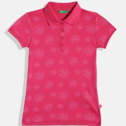 United Colors of Benetton Girls Floral Printed Polo Collar T-shirt-image-85