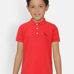 LAdore Unisex Kids Red Self Design  Polo Collar Pure Cotton T-shirt-picture-9
